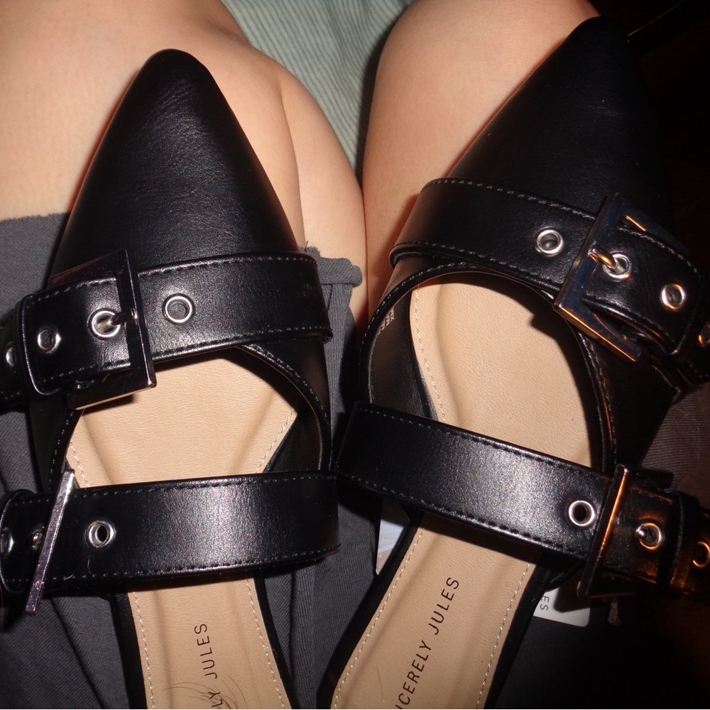Black buckle mules size 6.5